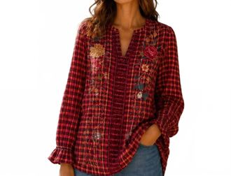 Johnny Was Lani Victorian Effortless Blouse In Plaid