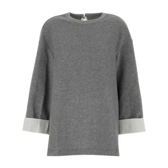 Carven Sweatshirts, female, Gray, Size: XS Jt305 Silk Cuff Sweatshirt