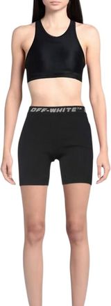 Off-white Off White Dames/Dames Logo Ribbed Slim Korte Broek (Zwart/Grijs)