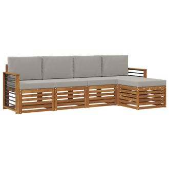 vidaXL Conjunto De Sof&aacute;s De Exterior 5 Pcs Gris Natural Y Claro Vidaxl