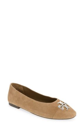 Tory Burch Charlie Cap Toe Ballet Flat in River Rock /Silver at Nordstrom, Size 10.5