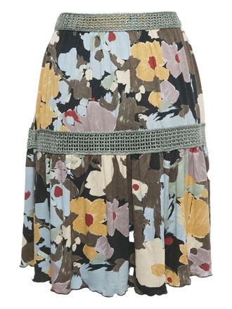 Missoni crochet-trim mini skirt - women - Viscose/Elastane - M - Brown