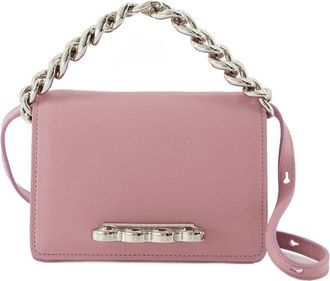 Alexander McQueen Vier ring mini -tas Alexander McQueen roze antiek leer