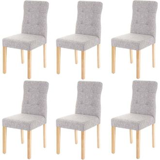 Hhg Set 6x sedie sala da pranzo soggiorno 984 legno tessuto grigio gambe chiare