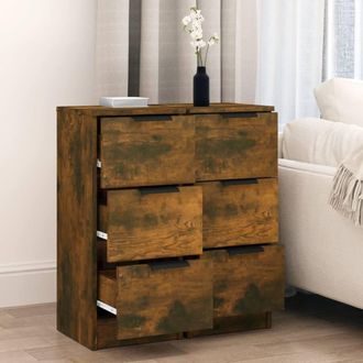Berkfield Home Sideboards 2 pcs Smoked Oak 30x30x70 cm Engineered Wood in Brown | Size: 30 x 30 x 70 cm