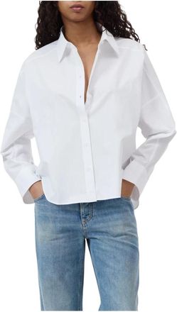 Closed Gathered Shirt - Dames - Overhemden - Wit - S - Katoen - Overhemden