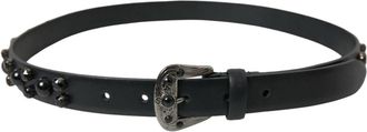 Dolce & Gabbana Gegraveerde Logo Leren Riem - Dames - Riemen - Zwart - ONE Size - Accessoires