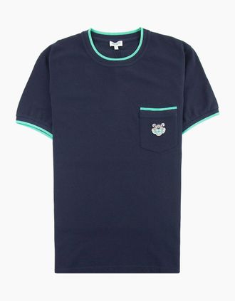 Kenzo Mens Kenzo Pocket Tiger Crest T-shirt Navy Blue - Size: 40