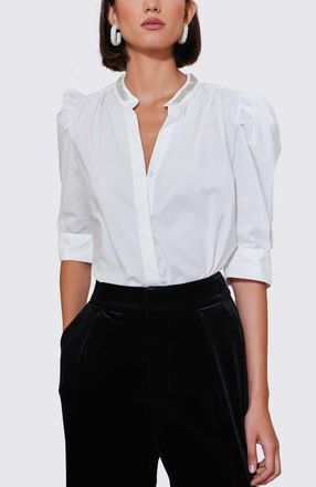 Bishop + Young Cate Embelished Top in White at Nordstrom, Size X-Small
