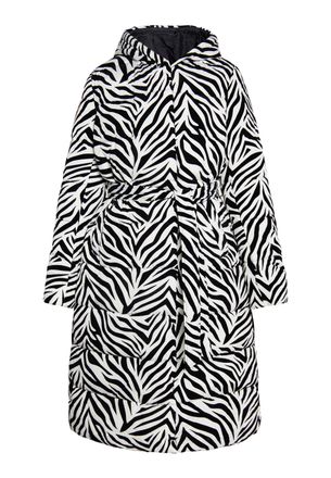 Faina Lange gewatteerde jas Dames Witte zebra