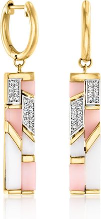 Ross-Simons Pink and White Opal Drop Earrings With. White Topaz in 18kt Gold Over Sterling