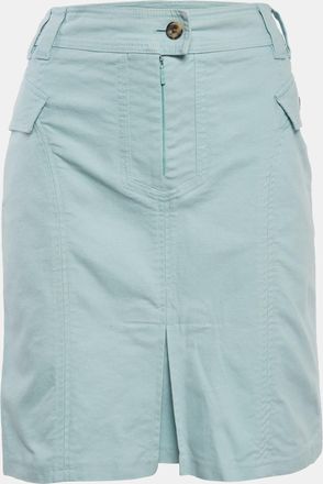 Carolina Herrera Sky Blue Canvas Flap Detail Mini Skirt