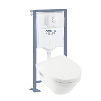 Villeroy & Boch Pack Inodoro Suspendido Sin Cerco Villeroy Et Boch Architectura + Asiento + Placa Blanca + Estructura Grohe