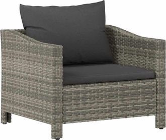 vidaXL Sill&oacute;n De Jard&iacute;n Con Coj&iacute;n Rat&aacute;n Sint&eacute;tico Gris Vidaxl