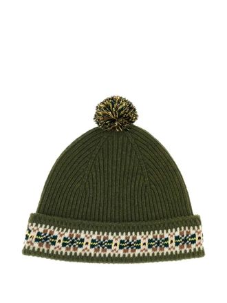 Bode Muts met pompon en patroon - Groen