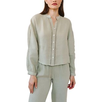 Bella Dahl Open Stitch Linen Top in Green Tea at Nordstrom, Size X-Small