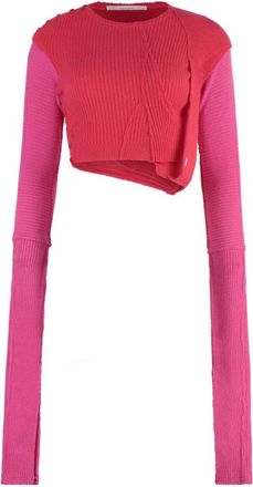 Talia Byre Asymmetric Knit Top - Dames - Ronde hals truien - Roze - XS - Wol - Truien & Vesten