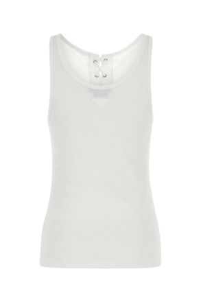 Prada Lace-Up Cotton Tank Top - White