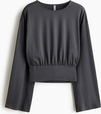 H&M Gerafftes Jerseyshirt - Dunkelgrau