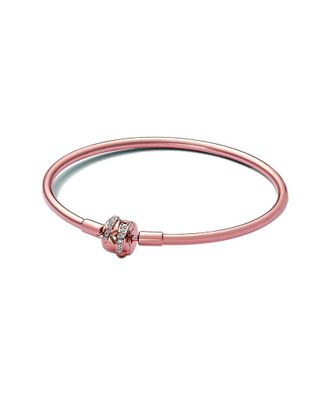 Pandora Moments 14K Rose Gold Plated Cz Bangle Bracelet