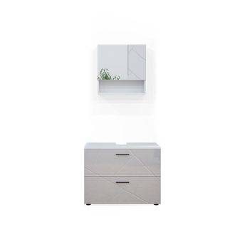Vicco Conjunto De Muebles De Ba&ntilde;o Irma, Blanco Alto Brillo, 2 Piezas