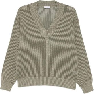 Brunello Cucinelli Beige Knitted V Neck Sweater