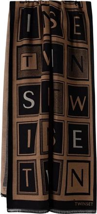 Twinset Monogram Sjaal - Dames - Sjaals - Bruin - ONE Size - Accessoires