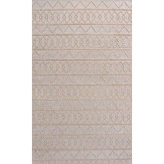 Jonathan Y Designs Aylan High-Low Pile Knotted Trellis Geometric Indoor/Outdoor Area Rug in Beige at Nordstrom, Size 2Ft 0In X 8Ft 0In