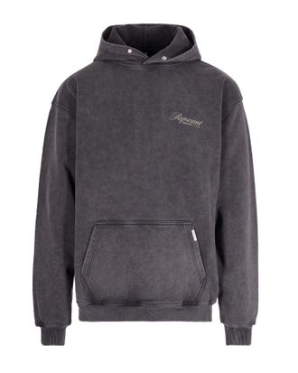 Represent Vintage Grey Oversized Hoodie with Screen-Printed Detailing