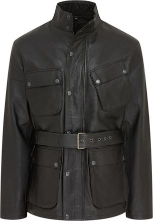 Infinity Leather Mens Black Lamb Leather Safari Parka Jacket - Edinburgh