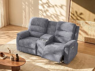 Vente-Unique Divano relax elettrico 2 posti con ripiano in tessuto Grigio - NEVERS
