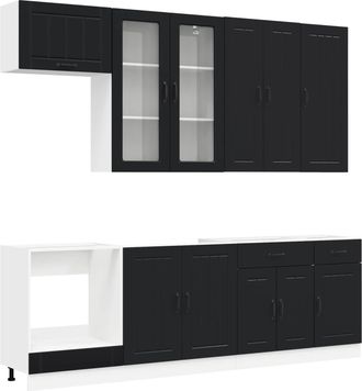 vidaXL Unidad De Cocina Lucca 8 Uds. Negro Madera De Ingenier&iacute;a Vidaxl
