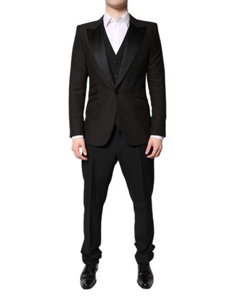 Dolce & Gabbana Black Single Breasted Formal 3 Piece Mens Suit