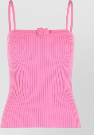 Courr&egrave;ges tank top viscose blend buckle detail