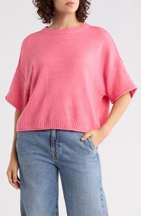 Halogen Exposed Seam Drop Shoulder Sweater in Pop Pink at Nordstrom Rack, Size X-Small