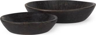 Mercana Nikita Set of 2 Reclaimed Wood Bowls in Black at Nordstrom