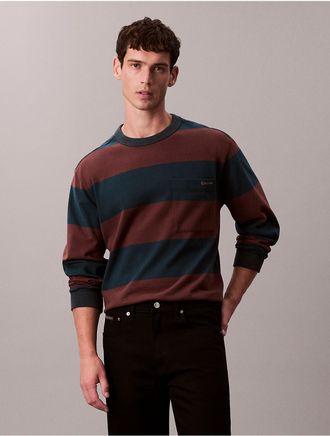 Calvin Klein Jeans Calvin Klein Mens Stripe Relaxed Long Sleeve T-Shirt - Multi - 2XL