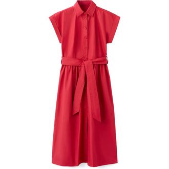 Mango Tie Belt Shirtdress in Red at Nordstrom, Size 8