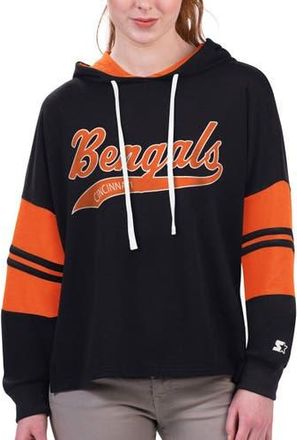 Starter Womens Starter Black Cincinnati Bengals Bump And Run Long Sleeve Hoodie T-Shirt at Nordstrom, Size Xx-Large