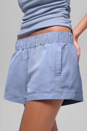 Alo | High-Waist Socialite Short in Winter Frost Blue, Size: Medium