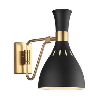 Netlighting Joan 1 Light Dome Wall Light Midnight Black Burnished Brass E27