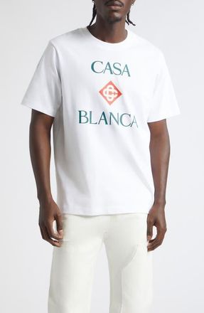 Casablanca Diamond Logo Organic Cotton Graphic T-Shirt in White Jersey at Nordstrom, Size Medium