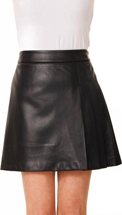 Dolce Cabo Faux Leather Side Pleat Skirt In Black