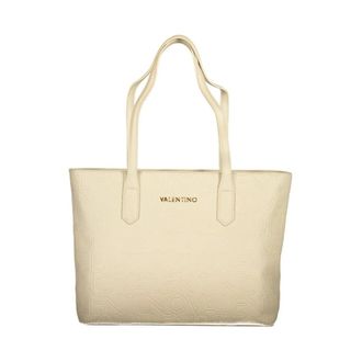 Valentino Tote Bags, female, Beige, Size: ONE SIZE Embossed Logo Tote Bag