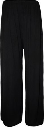 Generic WOMEN LADIES CASUAL WIDE LEG FLARED PLAIN PALAZZO TROUSERS PANTS PLUS SIZE 8-26, Black Plain, XXL (20-22)