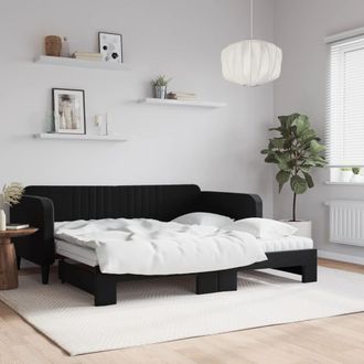 vidaXL Vidaxl - Sof&aacute; Cama Nido Con Colch&oacute;n Terciopelo Negro 90x190 Cm