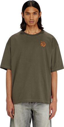 Diesel Jersey T-shirt with flocked print - T-Shirts - Man - Green