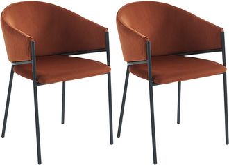 Pascal Morabito Conjunto de 2 sillas con reposabrazos de terciopelo y metal negro - Terracota - ORDIDA de Pascal MORABITO