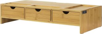 SoBuy Soporte para monitor con 3 caj&oacute;nes bamb&uacute; color natural