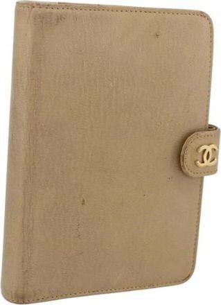 Chanel Pre-owned Accessories, female, Beige, Size: ONE SIZE Pre-owned Leather Home-Office